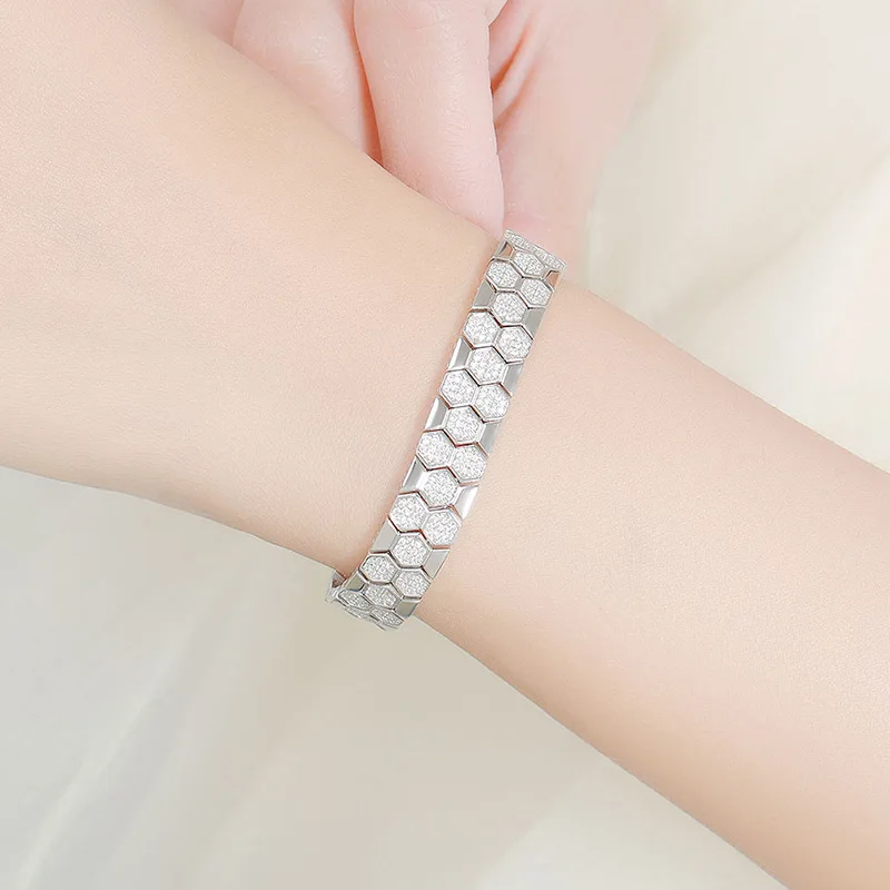 10mm Moissanite Tennis Bracelet 925 Sterling Silver Plated White Gold Bracelet for Women Man Sparkling Party Jewelry