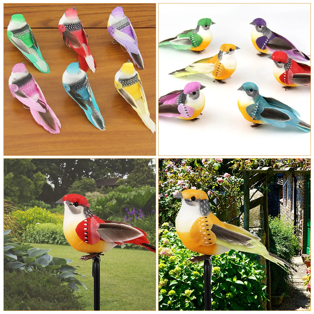 

12Pcs Colorful Simulation Bird Ornaments Vivid Delicate Garden Decoration Wedding Christmas Tree Photo Scene Adorn Outdoor Yard