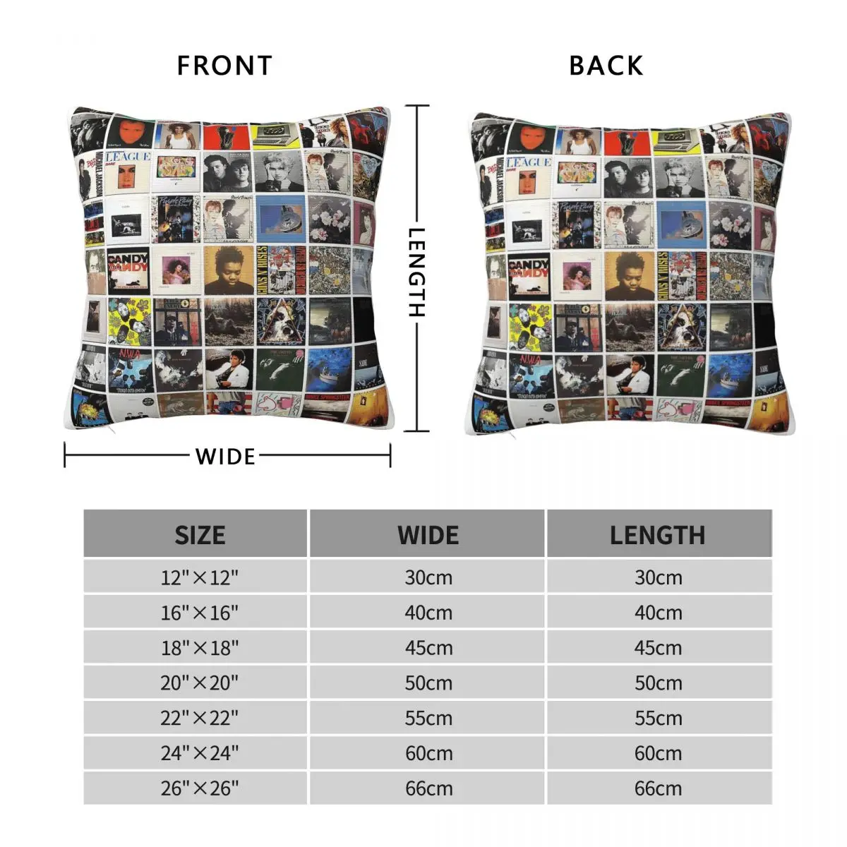80s Vinyl Covers Music Album Square Pillowcase Polyester Linen Velvet Pattern Zip Decor Pillow Case Room Cushion Cover