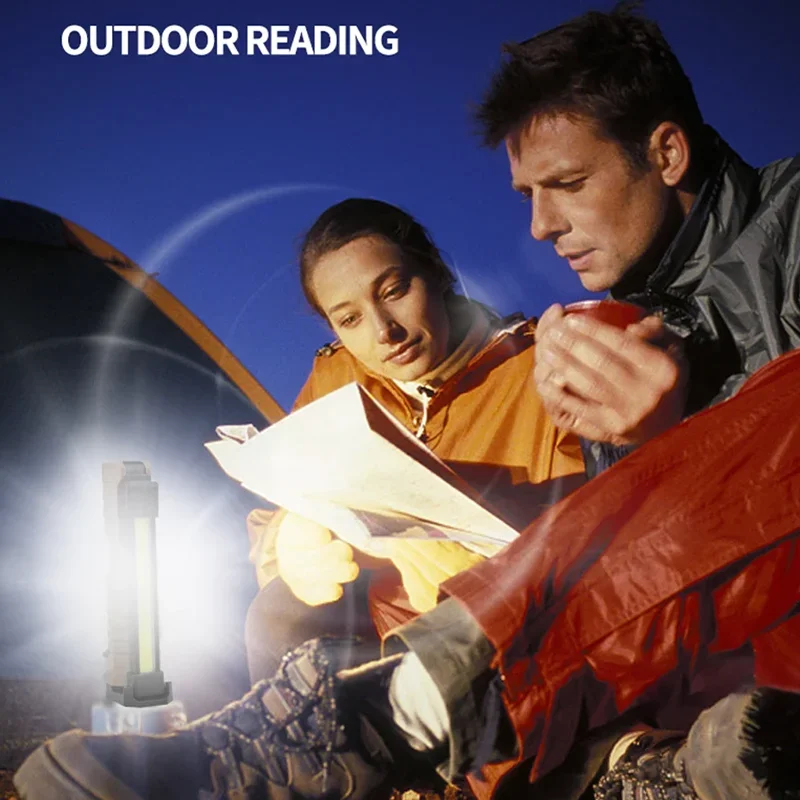 USB Rechargeable Portable COB LED Flashlight Work Light Magnetic Lanterna Hanging Lamp with Built-in Battery Car Service Lamp