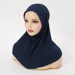 Instant Hemp Muslim Hijab Scarf Abaya Turban for Woman Islamic Women Head Wrap Ready to Wear Hijabs Pinless Neck Cover Turbans