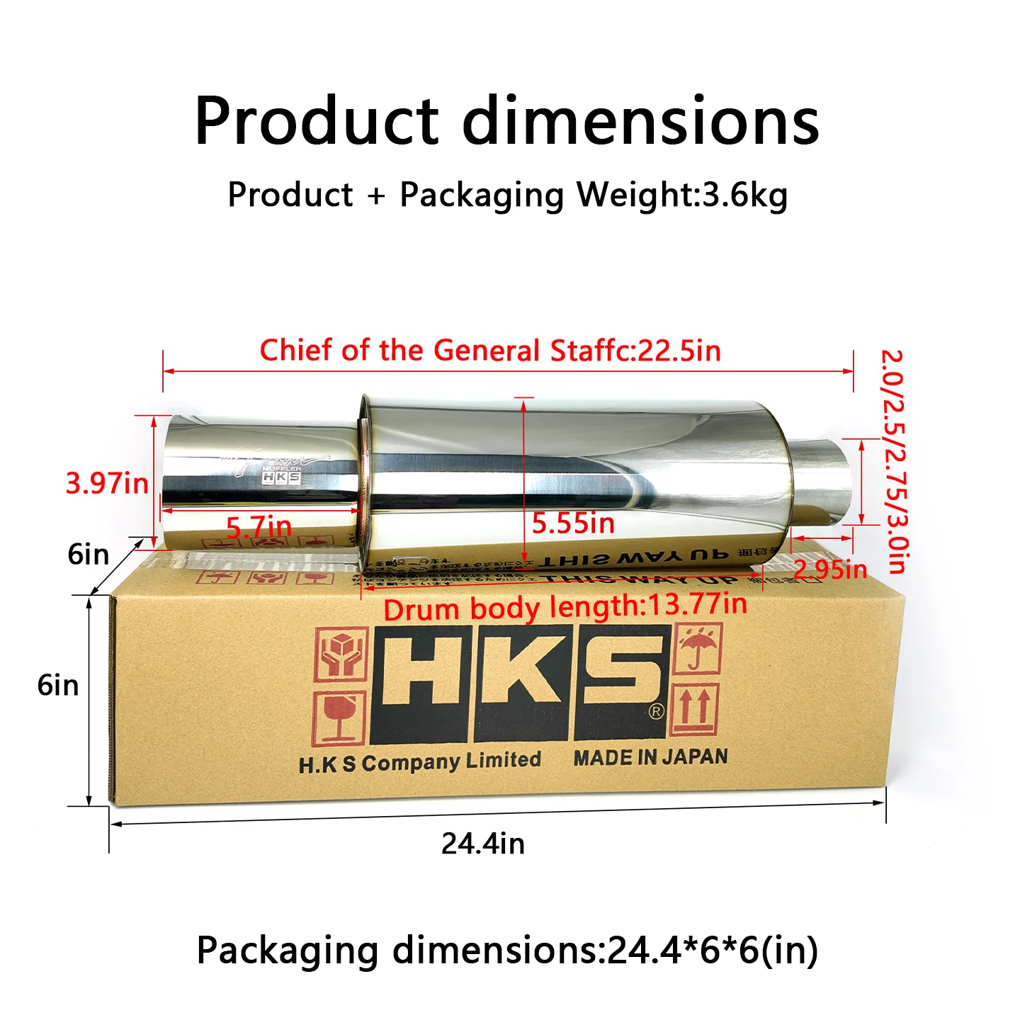 Car Exhaust Pipe Modification - HKS 101mm Large-Diameter High-Power Direct Exhaust Sound Wave Muffler Tail End