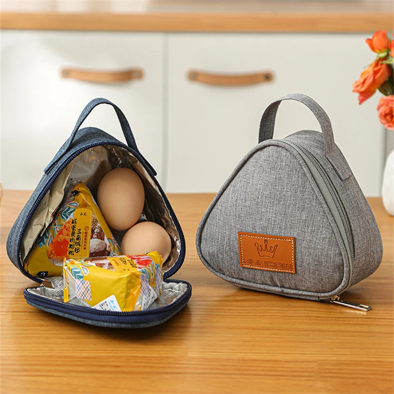 Borsa termica per l\'isolamento della colazione piccola palla di riso triangolare Lunch Box Bags Cute Portable Food Bento Fresh Pouch for Women Kids