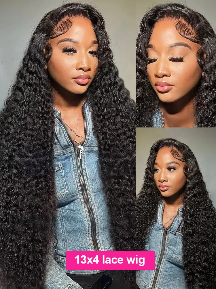 30 40 Inch Deep Wave 13x6 HD Transparent Lace Front Wig 250% Water Curly 13x4 Lace Frontal Human Hair 5x5 Closure Wigs For Women