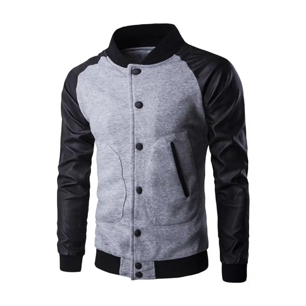 Casual Jackets Mens Black Pu Leather Raglan Sleeve Stand Collar Loose Outerwear Baseball Uniform Military Bomber Overcoat M-4X
