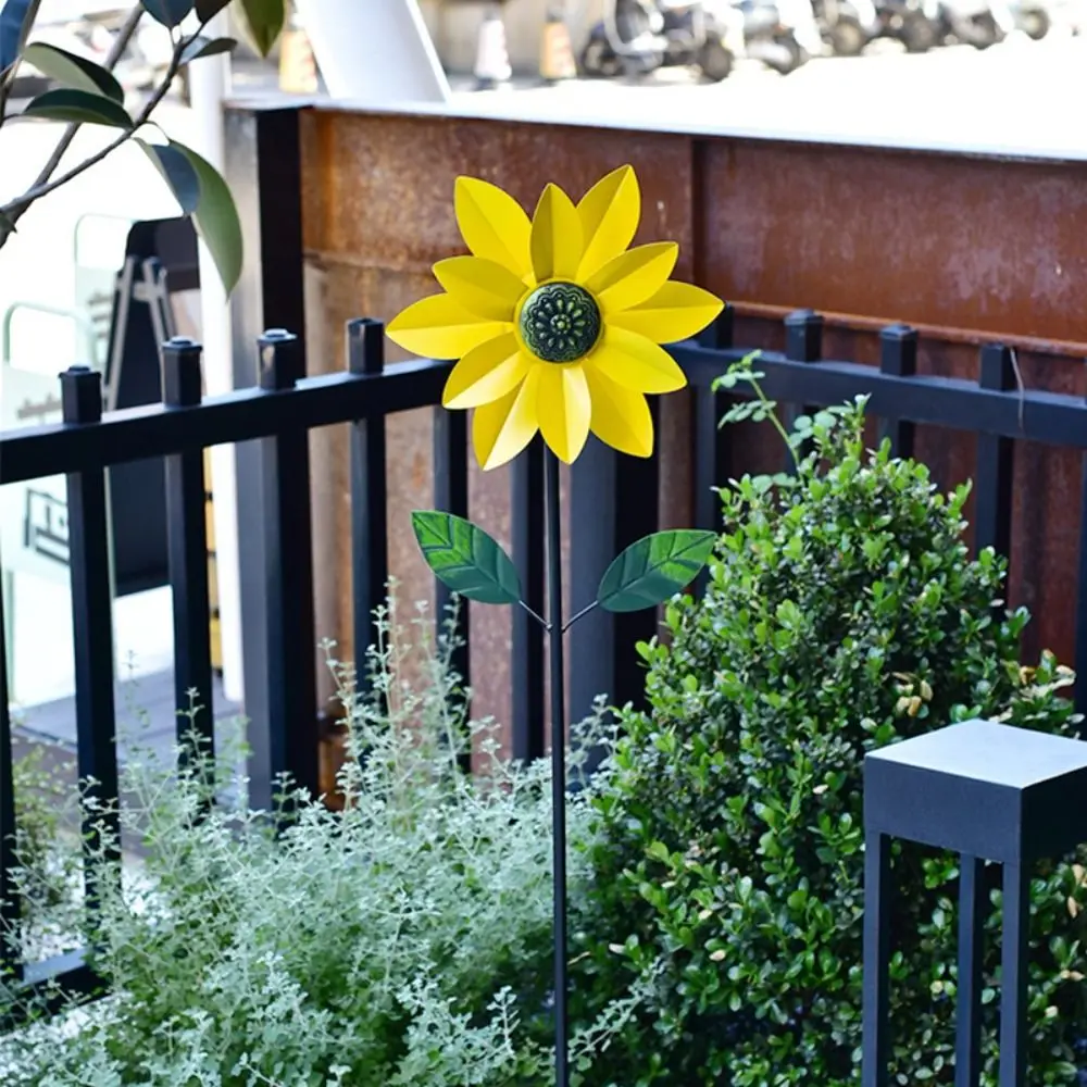 

Garden Decorative Pile Rotating Garden Windmill Spinner Simulation Metal Gardening Plug Creative Flower Climbing Support Park