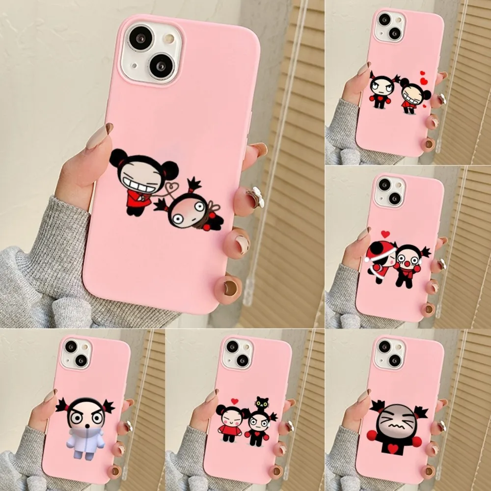 Chinese Doll Pucca And Garu Phone Case For Iphone 11 13 14 Pro Max X Xr Xs Max Se2020 12mini Pink Cover Case