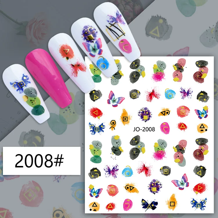 Nail Art 3d Stickers linee dorate Pink smoke biglie irregolari cursori adesivi decalcomanie per unghie decorazione Manicure