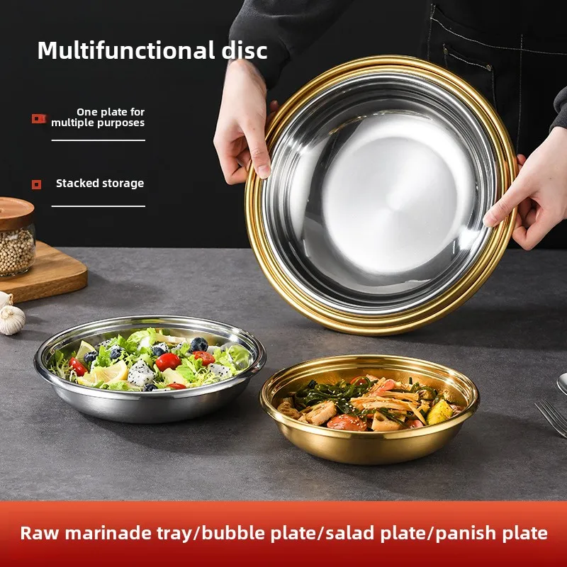 

Stainless Steel Serving Tray - Multi-Use Platter for Raw Vegetables, Kimchi, Salads & BBQ, Rustproof Party Dish