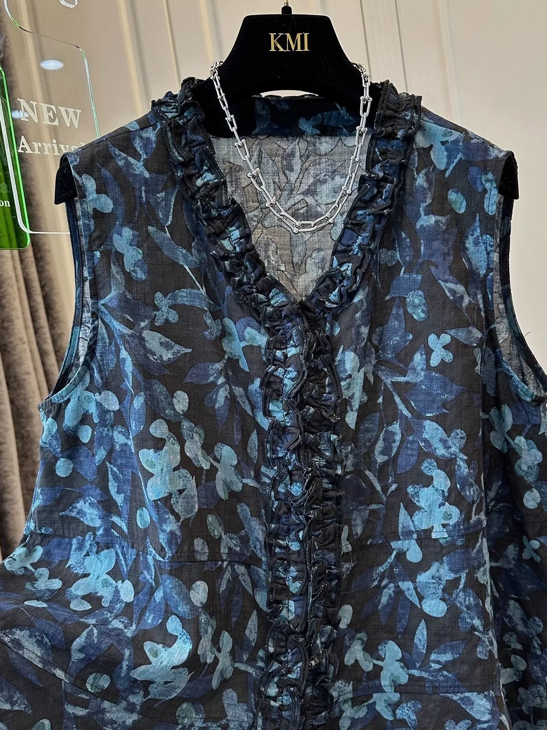 Luźna kamizelka damska z kwiatowym wzorem, dekolt w serek, letnia, modna, w stylu vintage, swobodna, top z efektem drapowania, designerski hit, na cel...