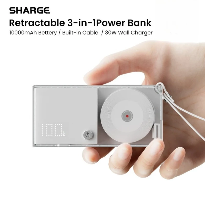 

3-in-1 Portable Power Bank 30W USB-C Charger with USB-C Cable 10,000mAh AC Plug Max Battery Pack for iPhone 16/15 Galaxy
