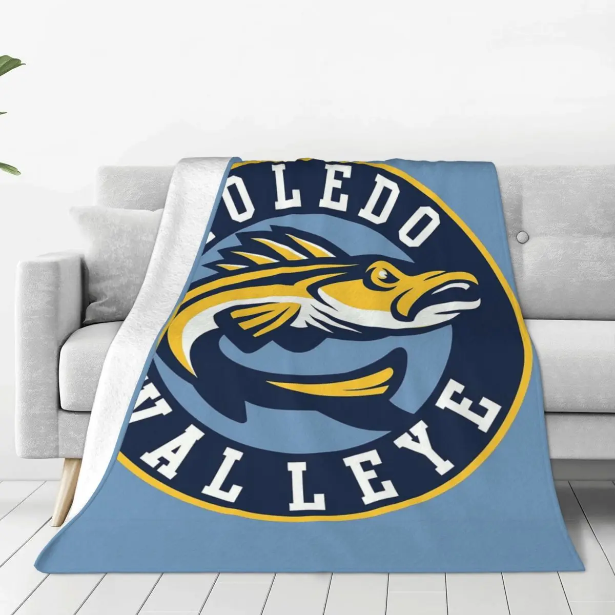 Toledo Walleye Hockey Logo Blankets Flannel Portable Sofa Throw Blankets For Couch Bedding Outdoor Throws Bedspread Quilt