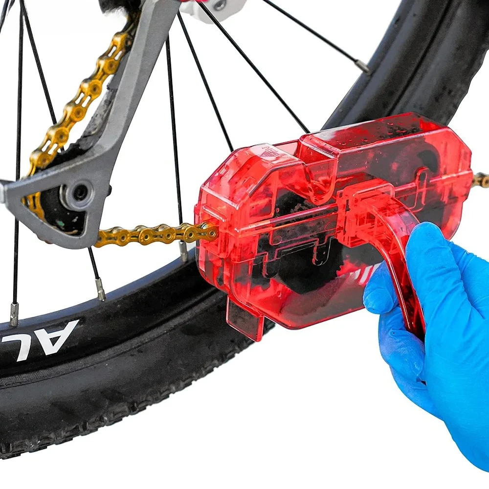 

Bicycle Red Chain Cleaner Bike Chain Cleaning Tool Cycling Scrubber Washer Tool Mountain Bike Washing Kit Bicycle Accessories