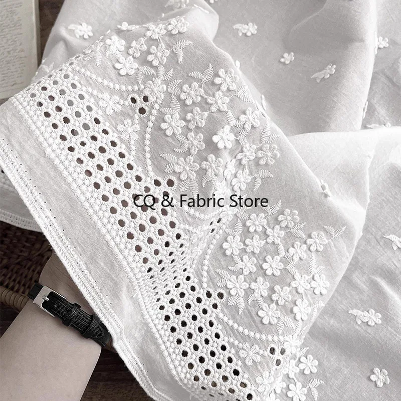 

Чистый хлопок, 3D цветочная вышивка, хлопковая ткань, рубашка, платье, подтяжки, ткань для одежды, скатерть «сделай сам», дверная занавеска