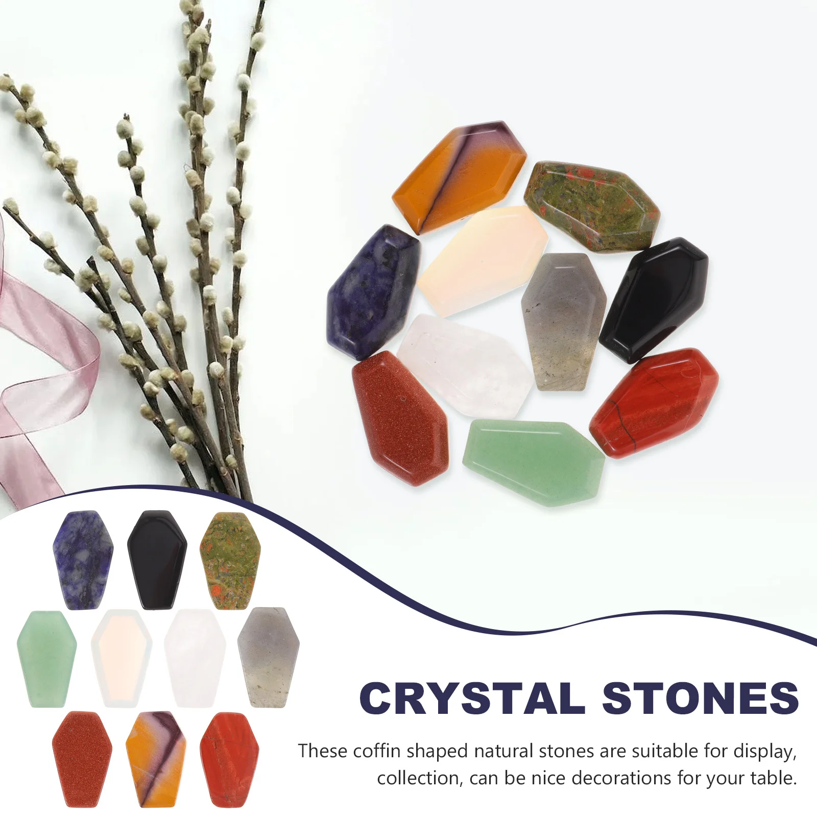 

10Pcs Natural Crystal Stones Decorative Set for Jewelry Table Decoration Meditation Ornaments DIY Crafts
