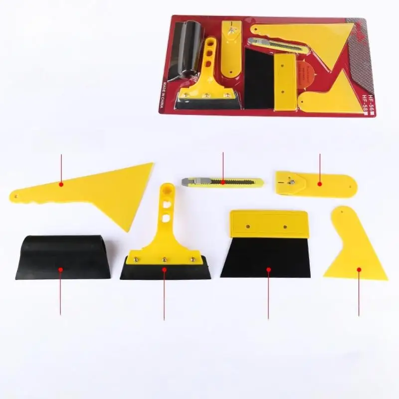 【MO】1/7-teiliges Squeegee-Folien-Applikationsset 7-in-1 Werkzeuge zur Installation von Autofensterfolien für Kfz-Folien