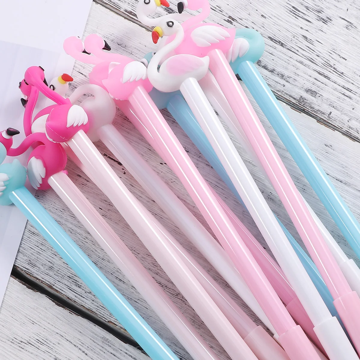 12 Pcs Flamingo Gel Pen Student Office Accessories Accessory Stationery Black Ink Writing Cute