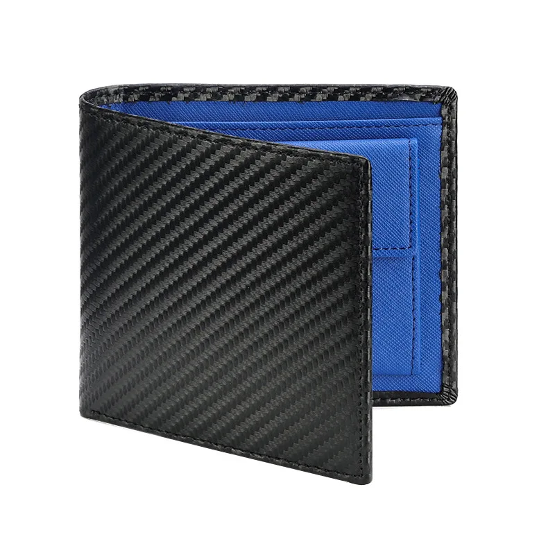 Carbon Fiber Men Wallet RFID Blocking Card Holder Coin Pocket Business Bifold Leather Men's Purse Bill Wallet Gift For Him