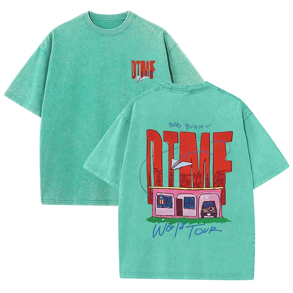 2026 Vintage Washed Beige T Shirt Bad Bunny DTMF World Tour Graphic Tee Unisex Casual Streetwear image 6