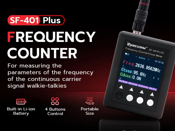 Surecom SF-401 Plus Frequency Meter Radio Hand-Held Frequency Counter 27Mhz-3000Mhz Portable CTCSS/DCS Decoder