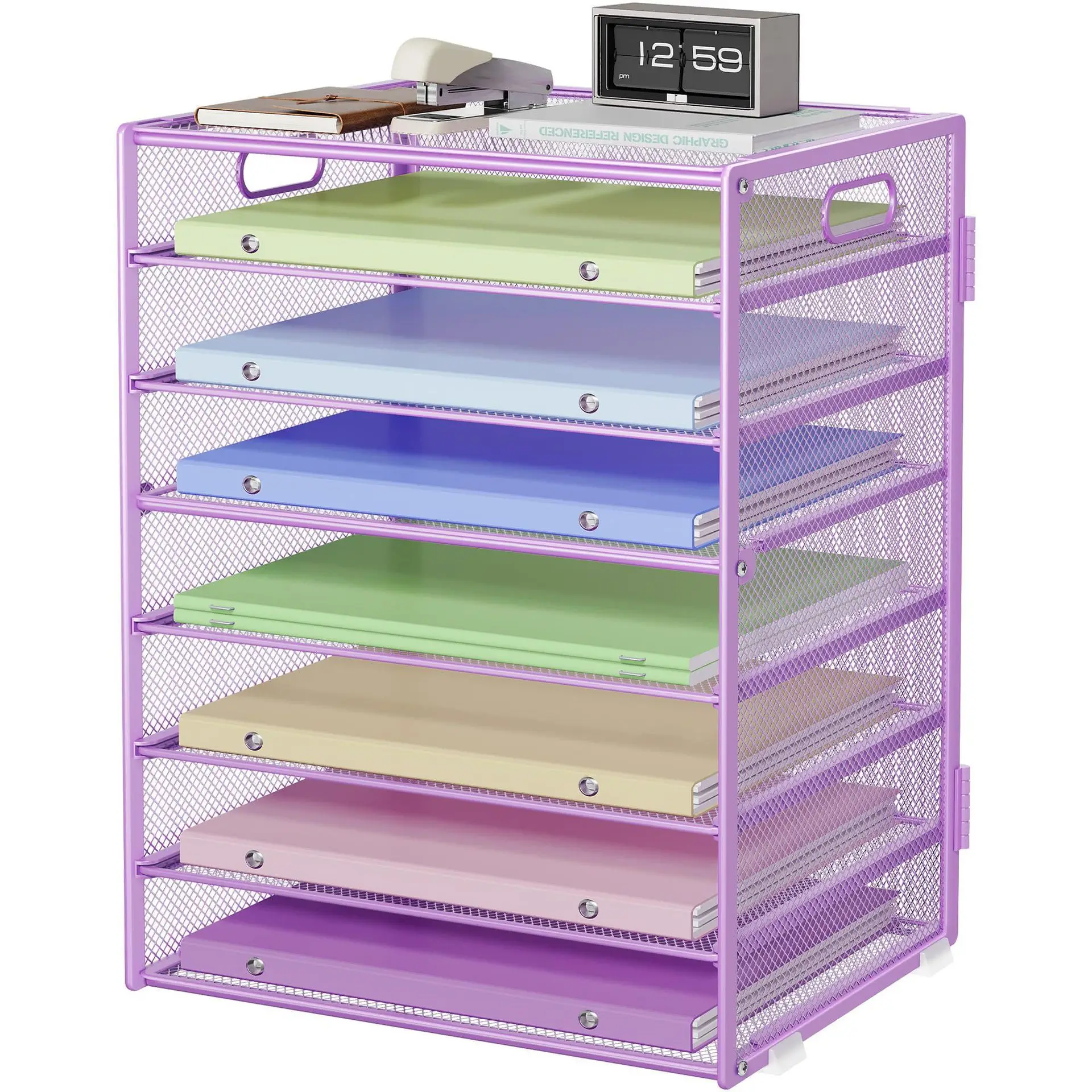 Large Capacity Multi-layer File Storage Rack Multifunctional Document Storage Stand Desktop File Shelf