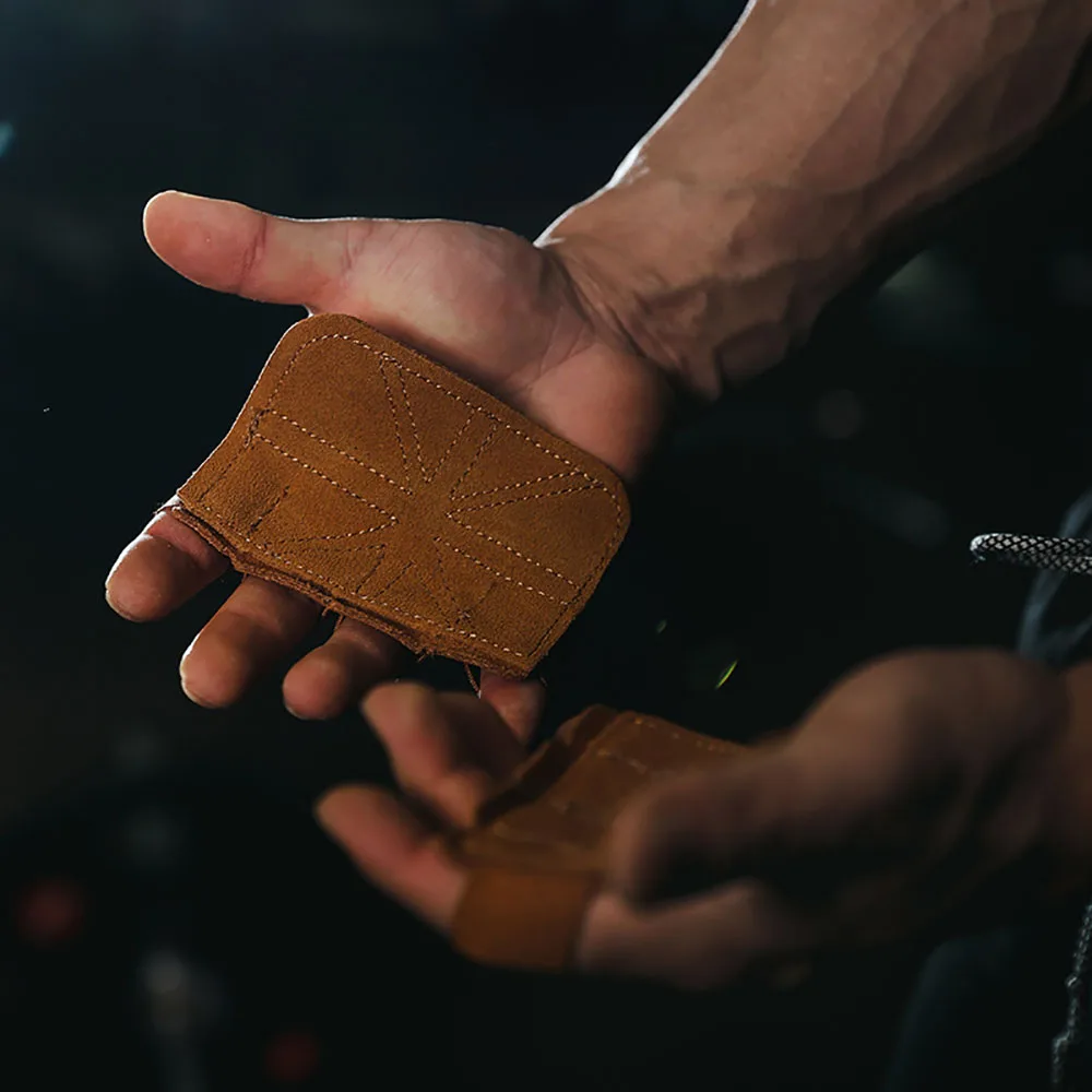 Neue Fitness-Handschuhe aus Rindsleder mit Anti-Rutsch-Griff, Schutzpolster für Gewichtheben, Hantel- und Klimmzuggriffe, Handflächenschutz
