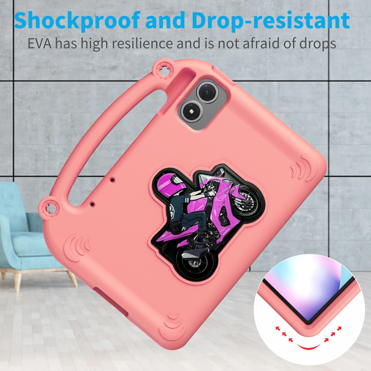 EVA Stand Case For Lenovo Idea Tab Plus 2025 K12 12.1 inch TB361ZU TB361FU ZAG70922US Kids Cute Cover With Portable Hand Holder