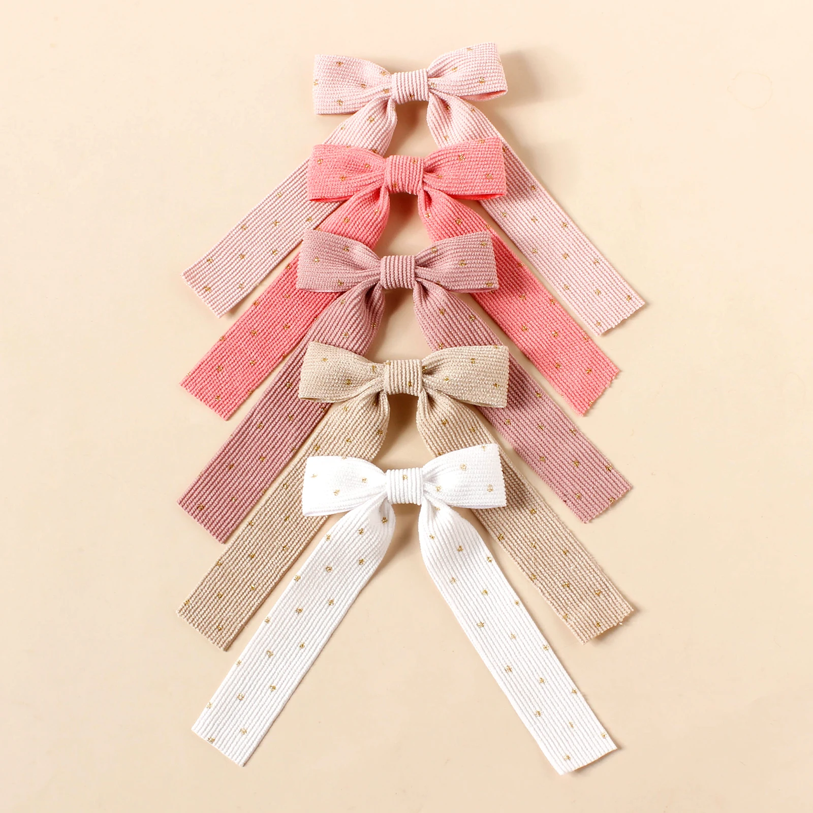 5PCS Girls Corduroy Bow Hair Clips Kids Point Toe Hair Barrettes Children Shallow Knot Hairpins