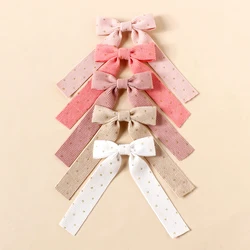 5PCS Girls Corduroy Bow Hair Clips Kids Point Toe Hair Barrettes Children Shallow Knot Hairpins