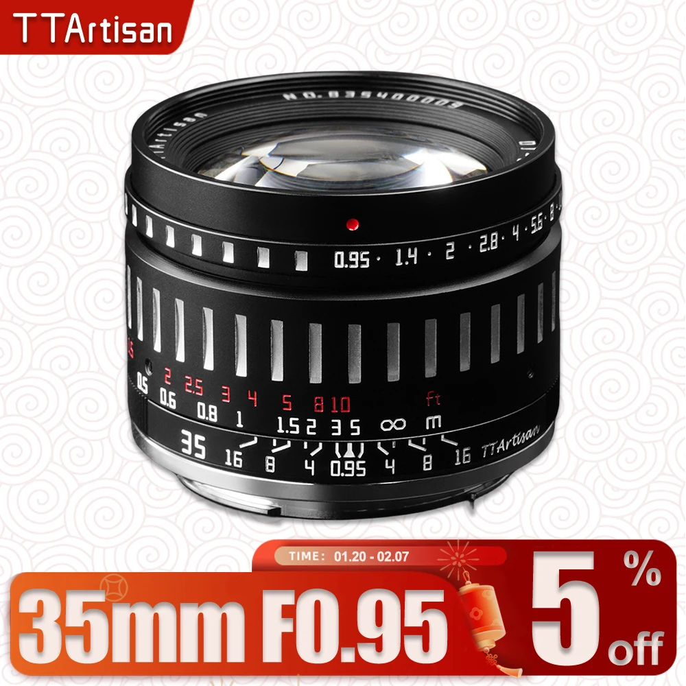 TTArtisan APS-C 35mm F0.95 Super Large Aperture MF Camera Lens for Portrait Fujifilm XF Sony E Canon EOS R Nikon Z Sigma L Mount