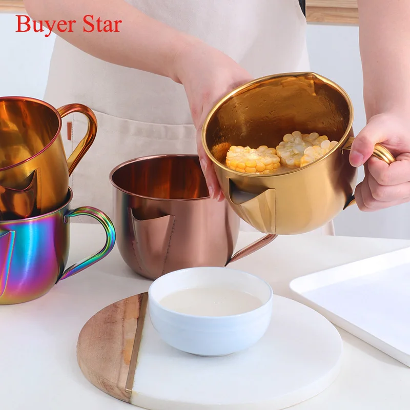 

1000ML Stainless Steel Gravy Oil Soup Fat Separator Bowl with Anti-hot Handle Grease Oiler Filter Strainer Cooking Pot Tableware