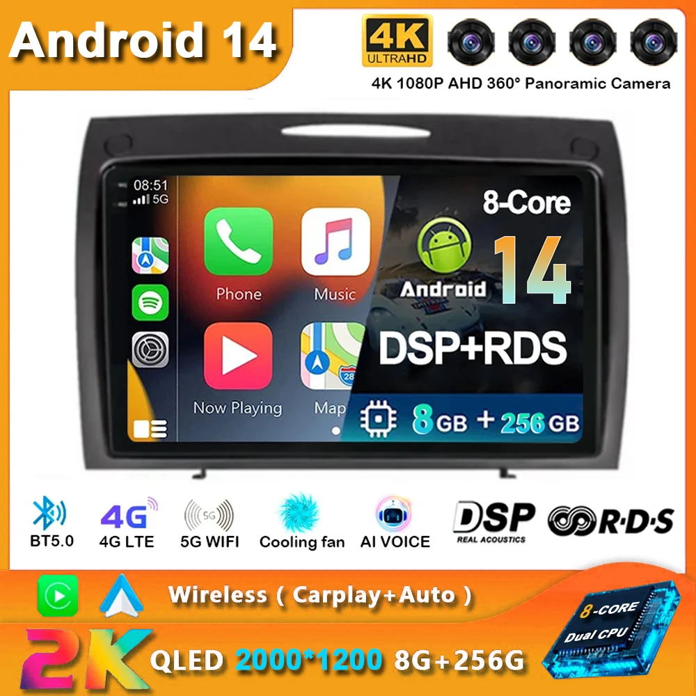 

Android 14 Car Radio For Mercedes Benz SLK Class R171 SLK200 SLK280 SLK300 2000 - 2011 Carplay Navigation GPS Multimedia Player