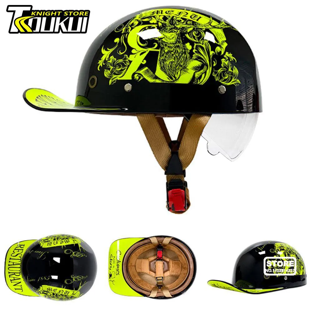 Casque de moto Casco pour homme et femme, demi-casque, casquette de baseball, casque de cyclisme, nouveau