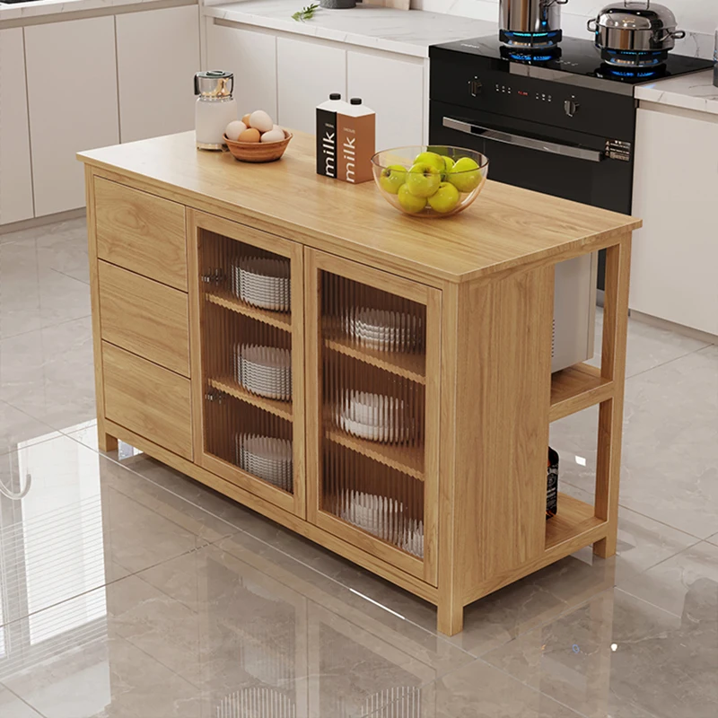 Island cabinet, separate solid wood dining side cabinet, storage, kitchen cooking table, movable operation table, dining table s