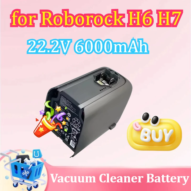 

Аксессуары для пылесоса Roborock H6 H7, литиевая батарея H6M1A H7M1A, аккумулятор большой емкости 22,2 В, 6000 мАч