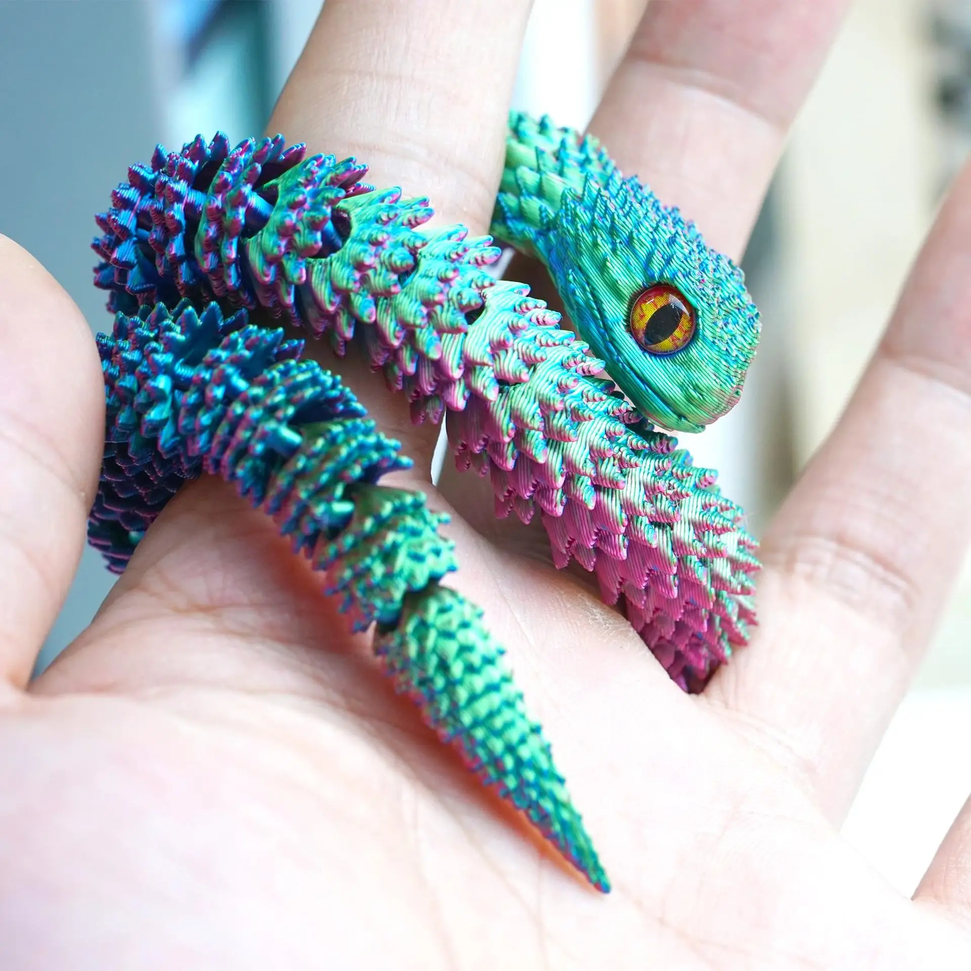 3D Printed Toys Snake Movable Stress Relief Fidget Toy Funny Simulation Snake Action Figure Desktop Ornament Christmas Gift ﻿