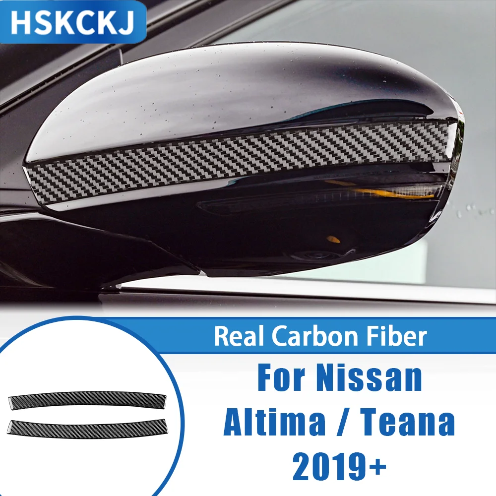 

Carbon Fiber Review Mirror Protector Strip Car Accessories Interior Cover Trim Modified Sticker For Nissan Altima Teana 2019+