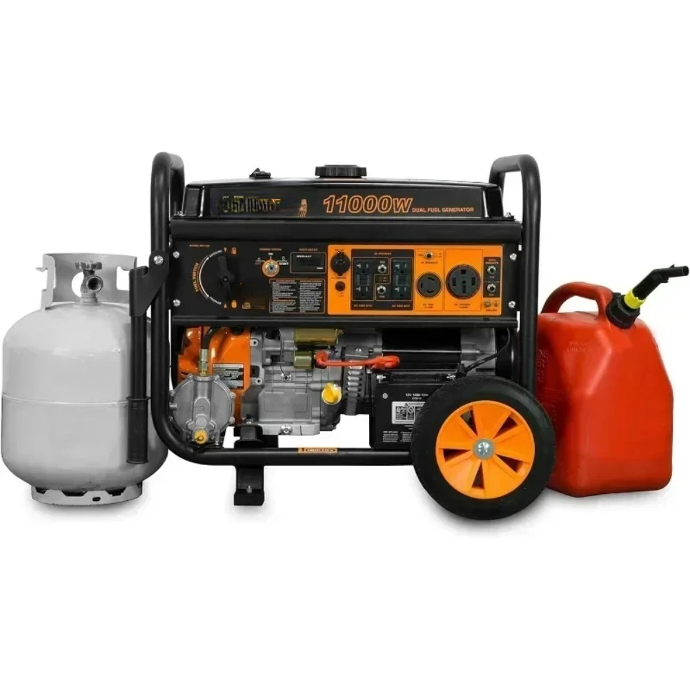 DF1100T 11,000-Watt 120V/240V Dual Fuel Portable Generator with Wheel Kit and Electric Start - CARB Compliant, Black