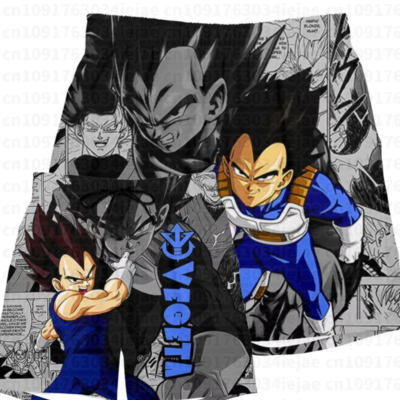 2026 NEW Dragon Ball Z Vegeta Manga Style Print Quick Dry Shorts Men Kid Anime Saiyan Prince Casual Breathable Beach Shorts