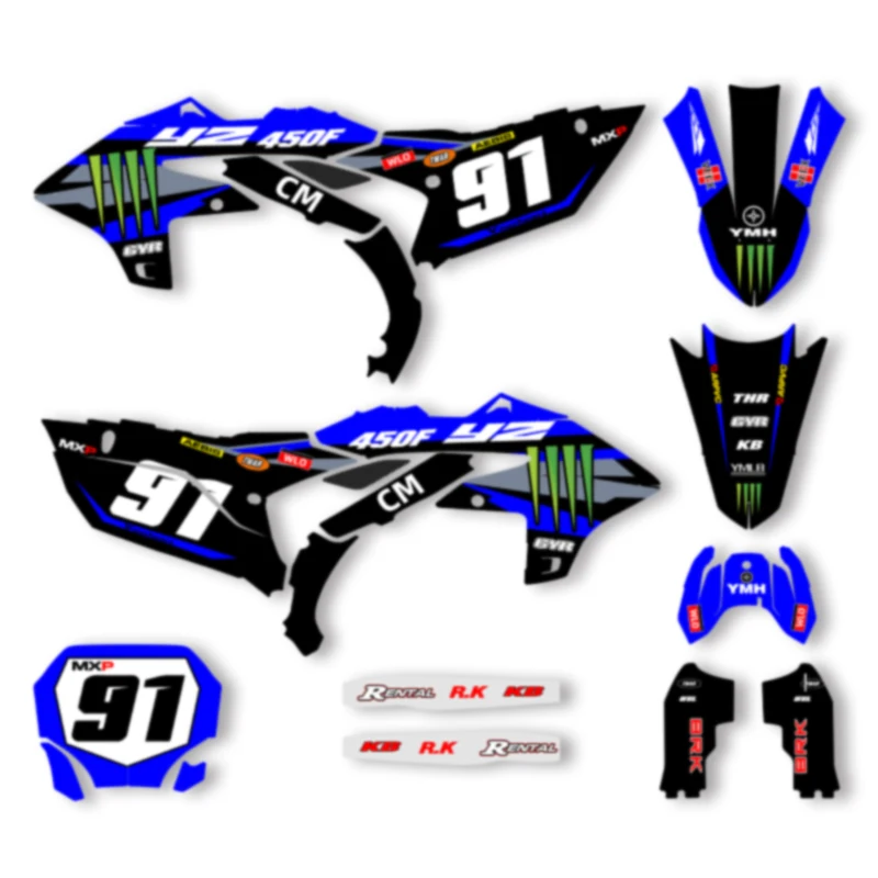 

SPACE пользовательская мотоциклетная графическая фоновая наклейка для YAMAHA YZF 450 250 2023 2024 2025 2026 наборы наклеек 002