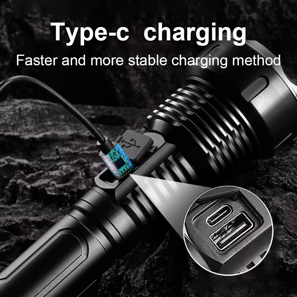 1000000LM Ultra Powerful Flashlight 10000mAh Rechargeable Torch Light 800W LED High Power LED Flashlight 5000M Long Shot Lantern