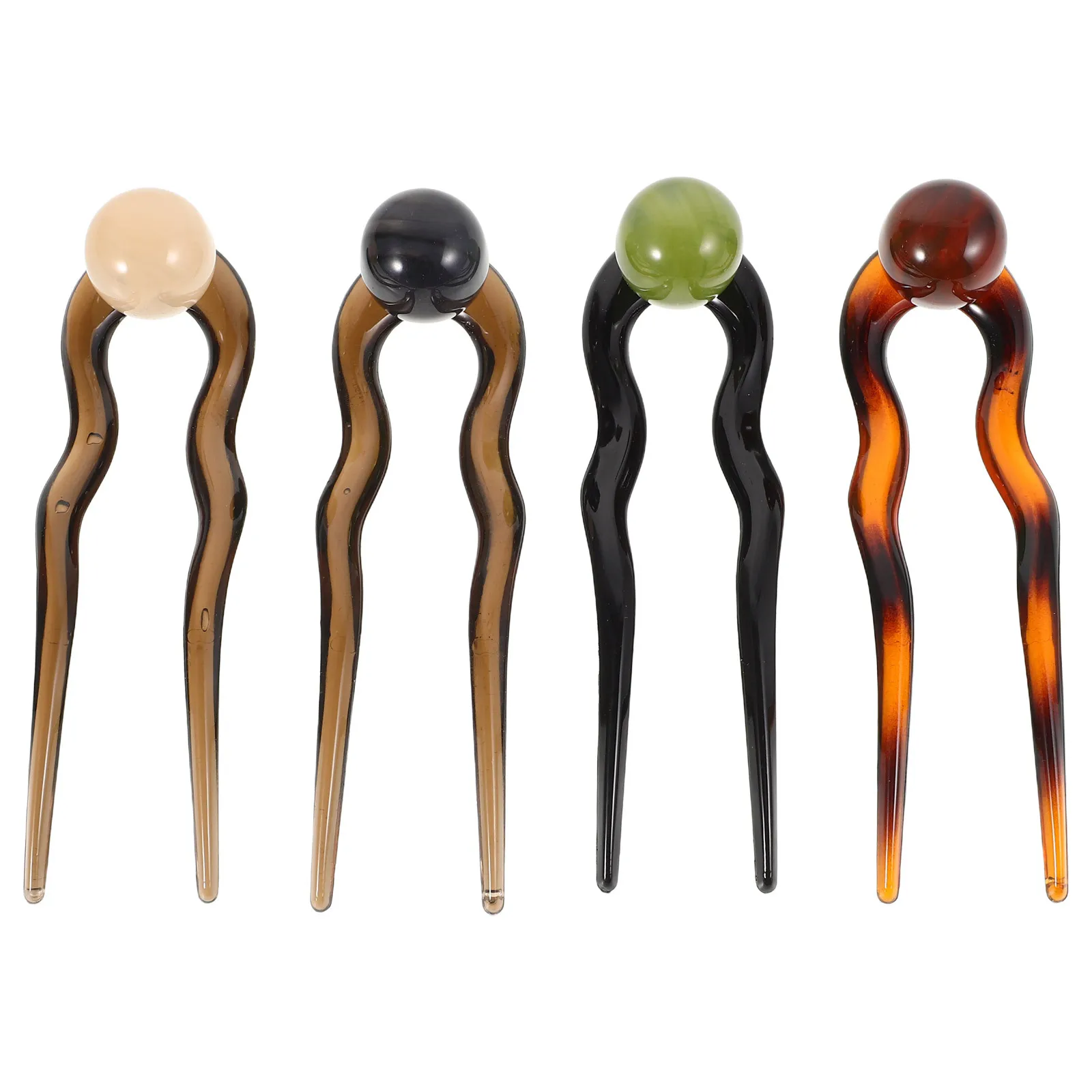 

4 шт., винтажные U-образные заколки для волос с жемчужным акцентом, элегантные аксессуары для волос для булочки, шиньон, прическа, маленькие заколки для женщин