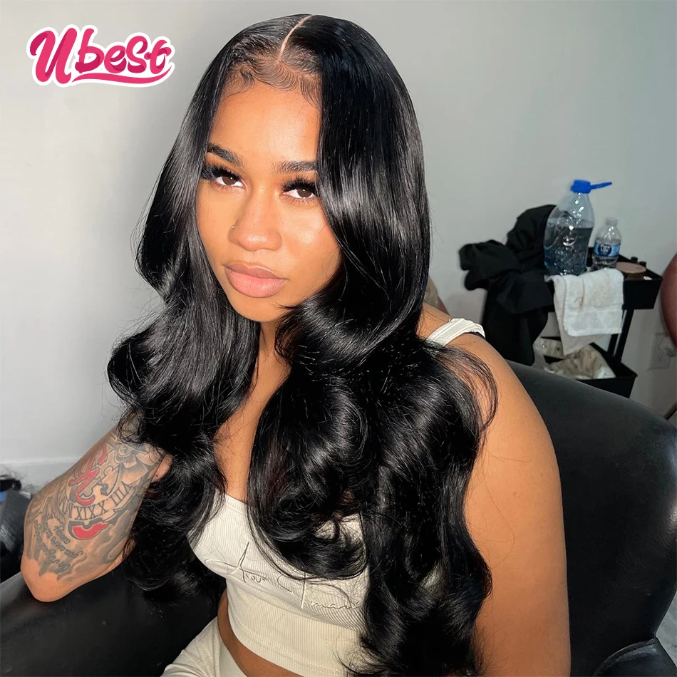 Perruque Lace Front Wig Body Wave brésilienne, cheveux 100% naturels, couleur bleu foncé, 13X6 13tage, densité 200%