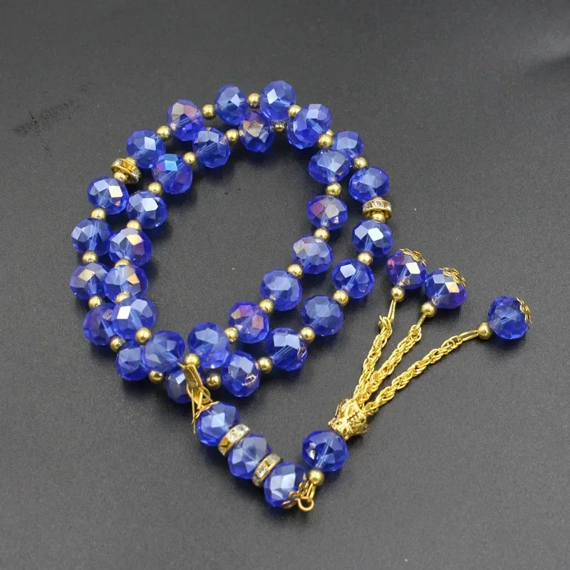 10mm 33 Beads Crystal Glass Rosary Tasbih Allah Mohammed Bracelet Tassel Pendant Prayer Beads Islam Muslim Tasbeeh Meditation