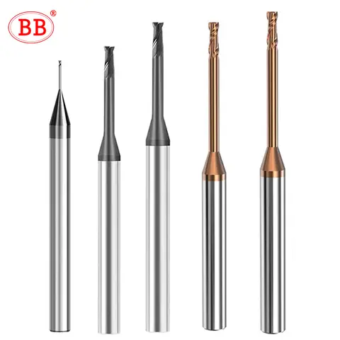 BB Deep Long Neck Micro Carbide End Mill 2xD Rib Processing Cutter CNC Small Diameter 0.2 0.3 0.4 0.5 0.6 0.7 0.8 0.9mm Mini