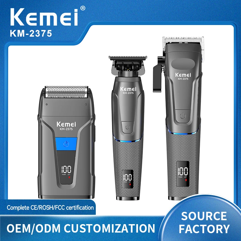 KEMEI km-2375 المهنية اللاسلكي قابلة للشحن مقص الشعر مجموعة الحلاق مقص الشعر الكهربائية قابلة للشحن أفضل الشعر المتقلب