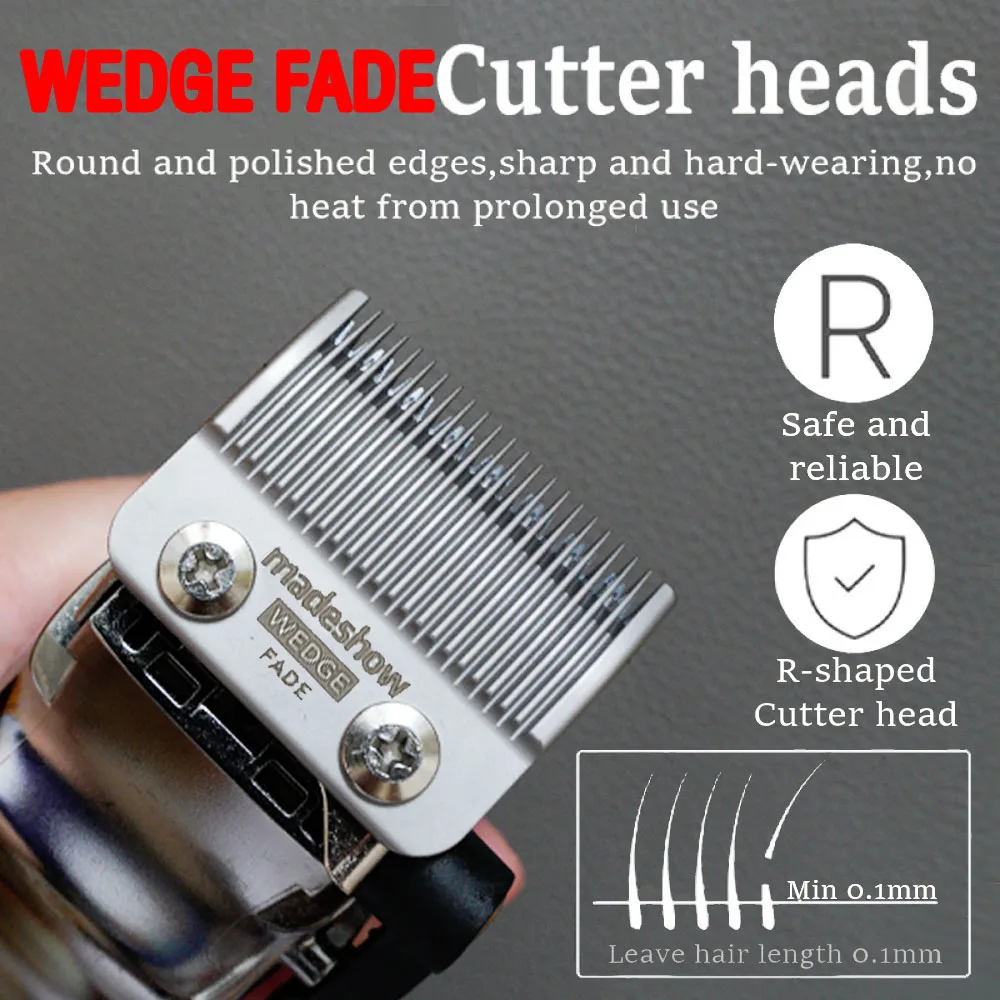 Madeshow M5(F) M10 R66 Wedge Fade Blades Stainless Steel Hair Clipper Ultra Thin Blade Trimmer Replacement Original Cutter Head