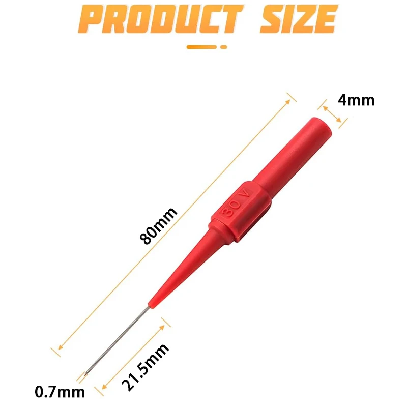 디지털 멀티미터 계측 테스트 프로브 핀 리드 장비, 기기 부품 절연 와이어 피어싱 니들 팁, 30V, 2 개, 4 개