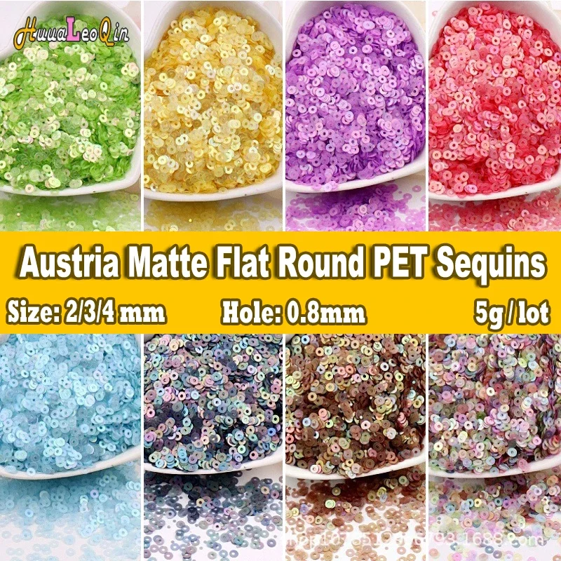 10g 2/3/4mm Pet Austria Opaco Piatto Rotondo Paillettes Eco-friendly Allentato Paillettes Cucito Mestiere Fai Da Te Accessori Del Ricamo