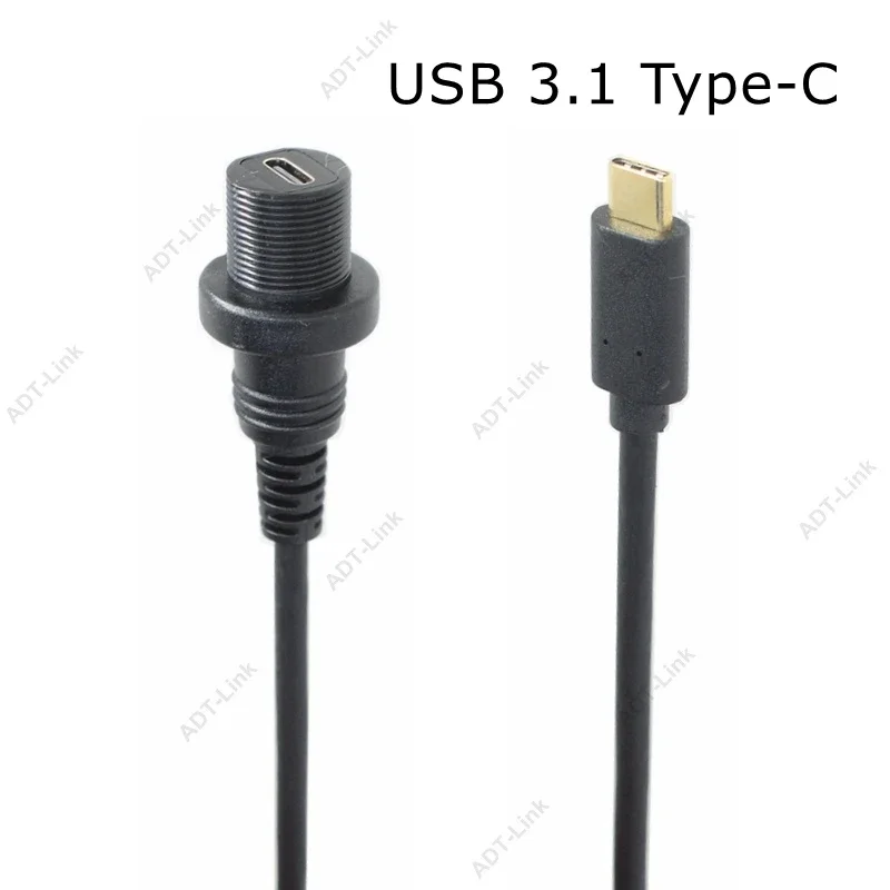 ミニマイクロ USB 2.0 IP67 防水ケーブル USB 3.1 Type-c オス - メスパネルマウント延長コード車、トラック、ボートのダッシュボード用